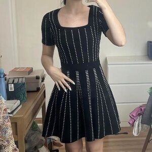 Chic Black Studded Midi Dress